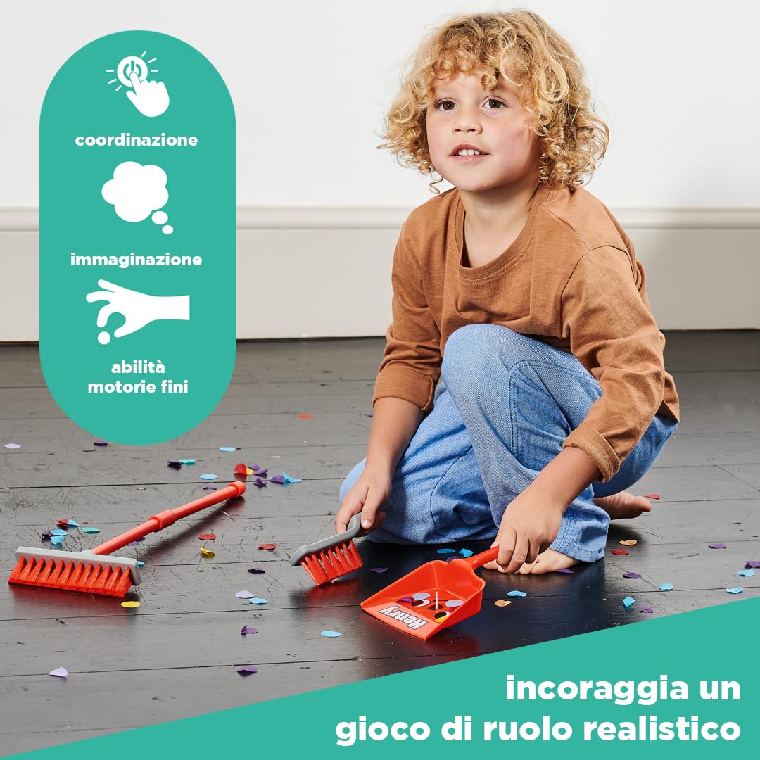 Casdon Henry Brush Set | Child-Friendly Cleaning Toy Set for Ages 3+ | Fun & Educational | Includes Broom, Brush, Dustpan!