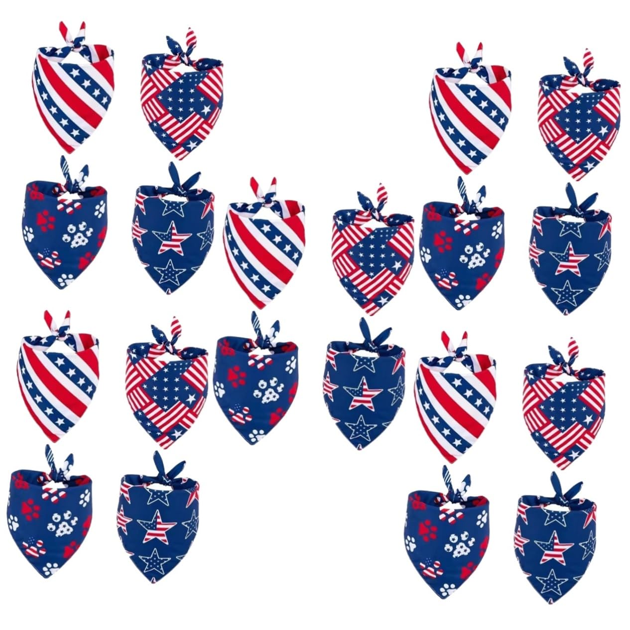 Décor 4 juillet bandana pour animaux de compagnie en lot de 20