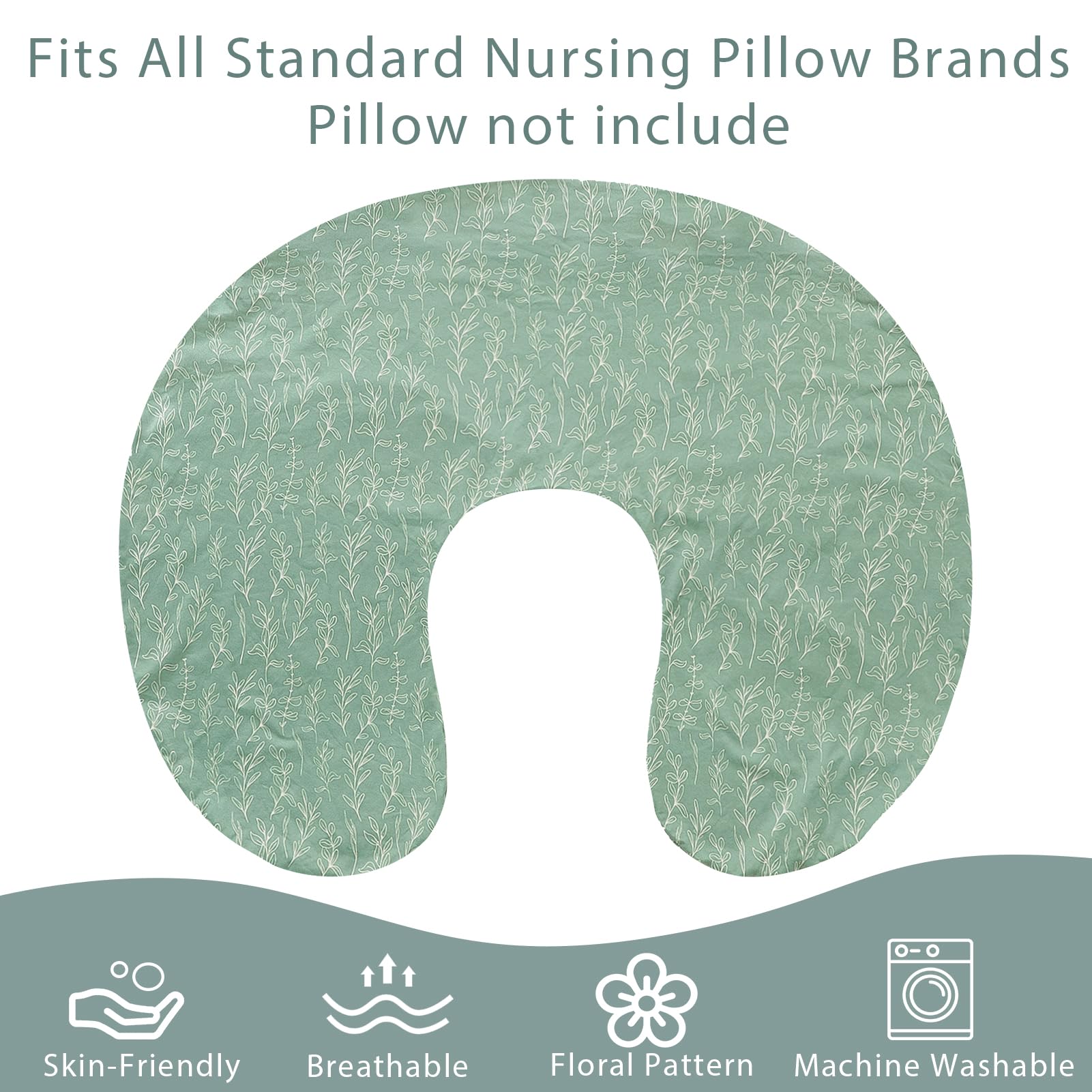 Funda de almohada de lactancia verde salvia, funda de almohada de lactancia para bebés niñas/niños, suave y cómoda, se adapta a la funda de almohada de alimentación de recién nacidos