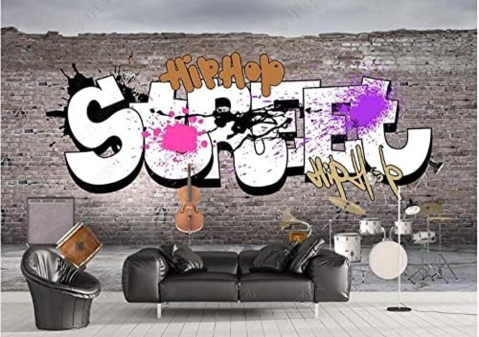 Papier peint intissé effet 3D urbain pour dynamiser le mur de votre canapé de salon