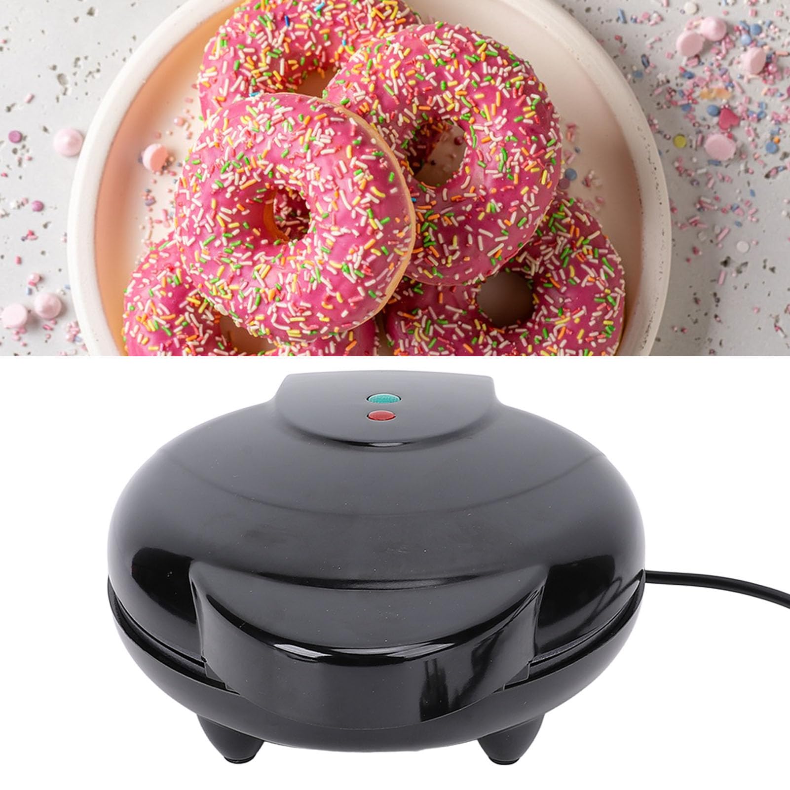 Asixxsix Mini máquina para hacer donas, con control inteligente de temperatura.Máquina eléctrica para hacer donas con tecnología de calentamiento avanzada y superficie (Enchufe europeo 220V)