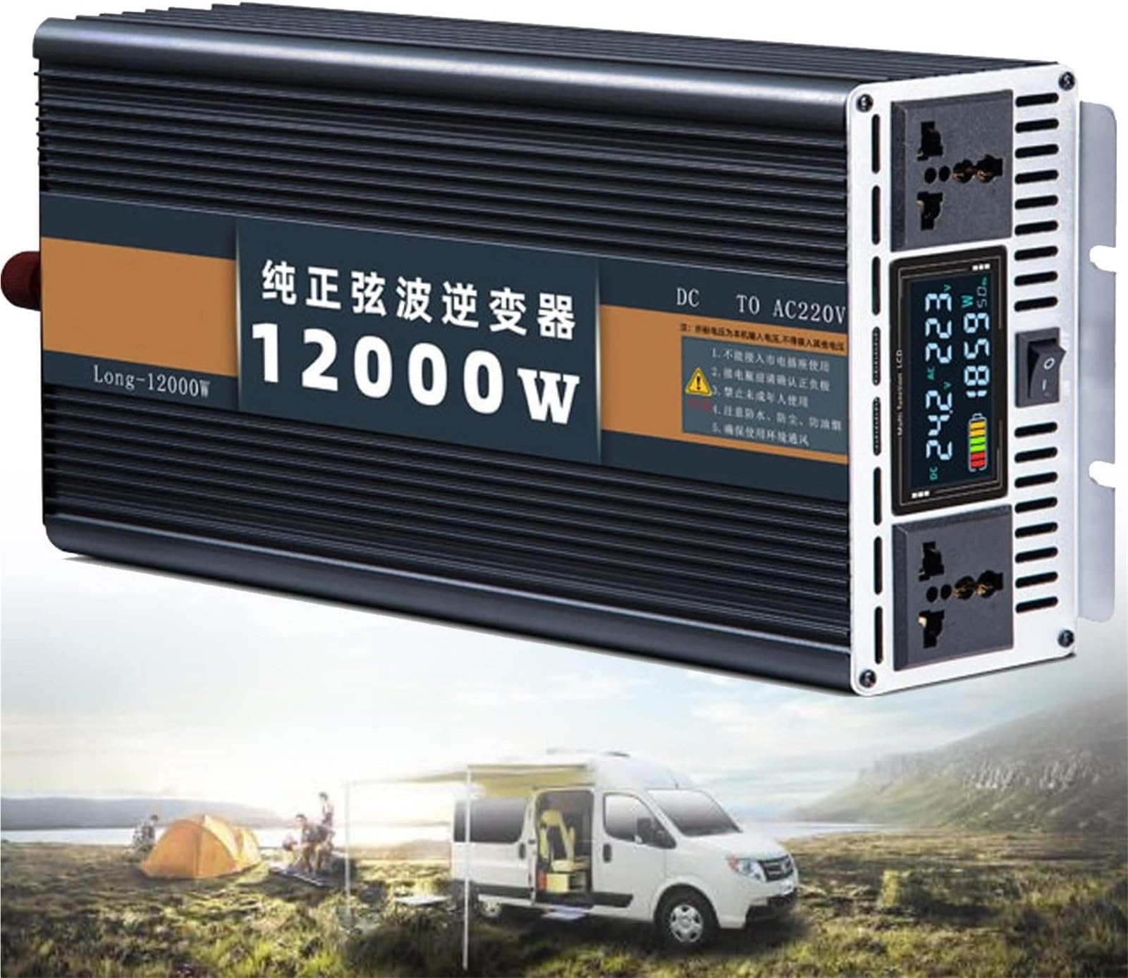Inverter a onda sinusoidale pura 4000W 5000W 6000W 7000W 8000W 10000W 12000W DC 12V 24V 48V 60V a AC 220V 230V Inverter solari di potenza Invertitore di Tensione Fotovoltaico(12000W,12V)