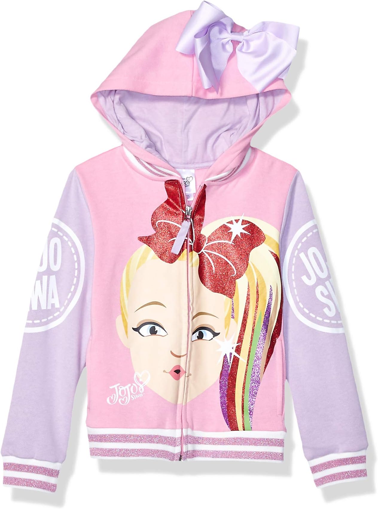 JoJo SiwaGirls' Little Big Face Zip Up Hoodie with Bow on Hood