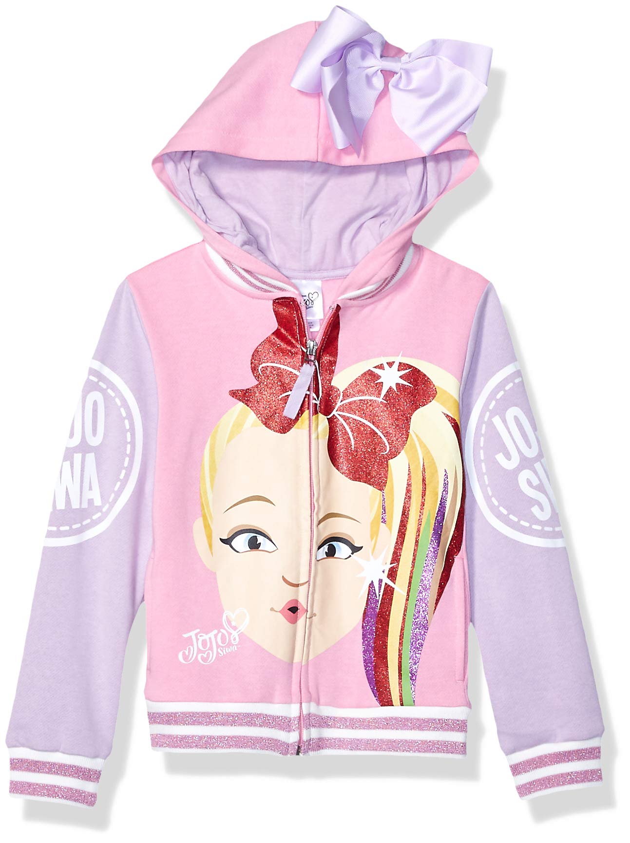 JoJo SiwaGirls' Little Big Face Zip Up Hoodie with Bow on Hood