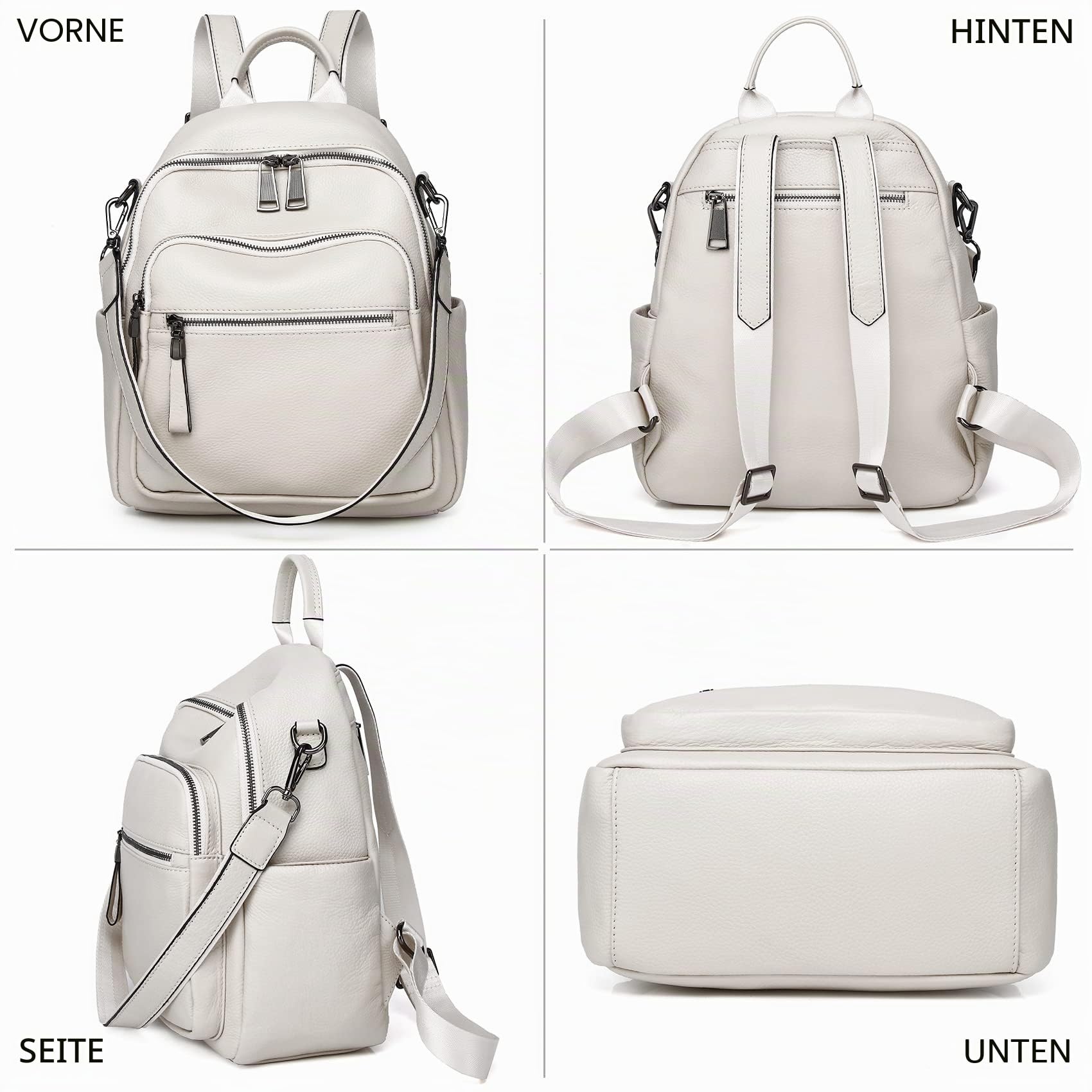 Genuine Leather Backpack Purse For Women Real Soft Leather Travel Convertible Laptop Shoulder Bag