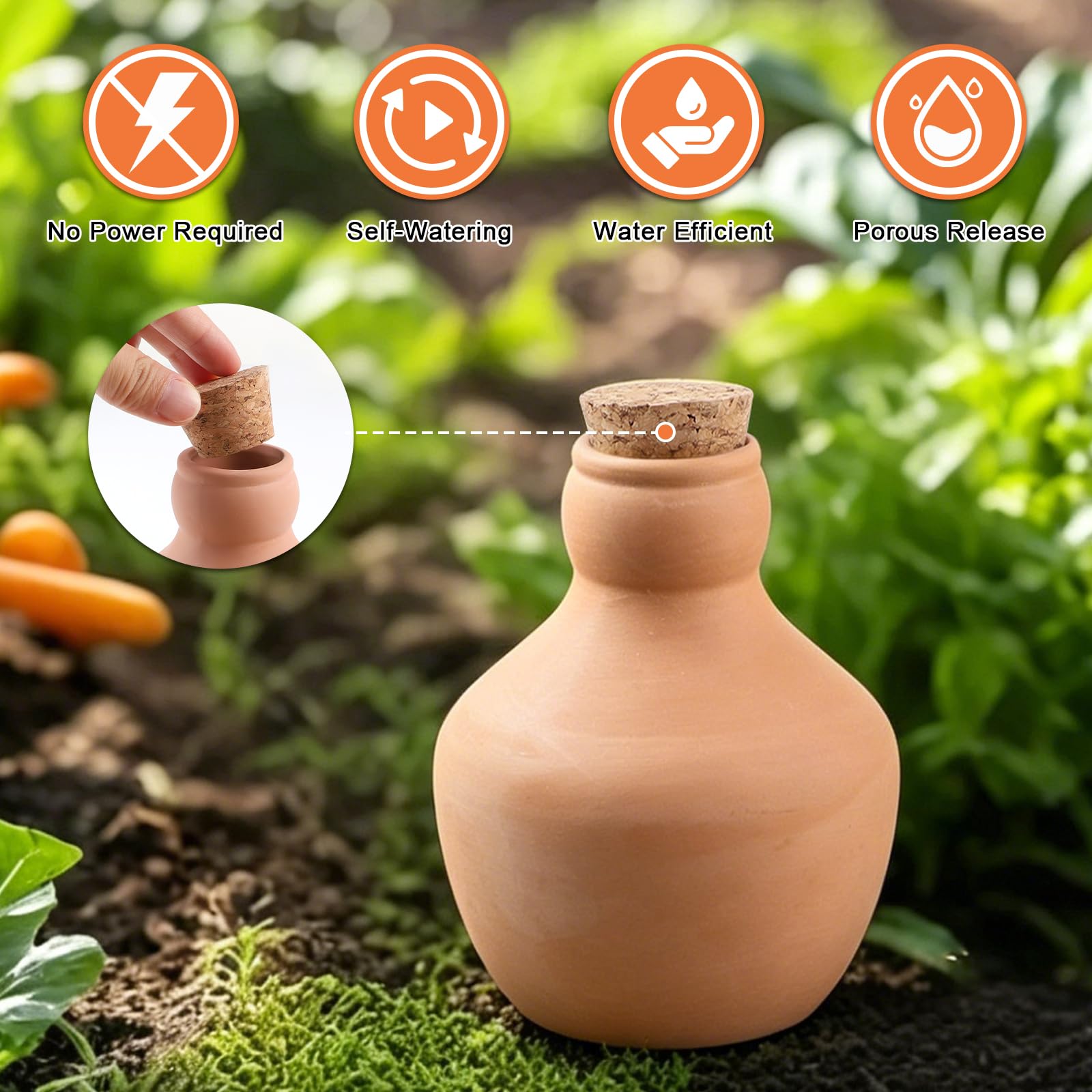 EXLECO 6 Ollas Terre Cuite à Enterrer avec Bouchon, OYA Arrosage 540ml