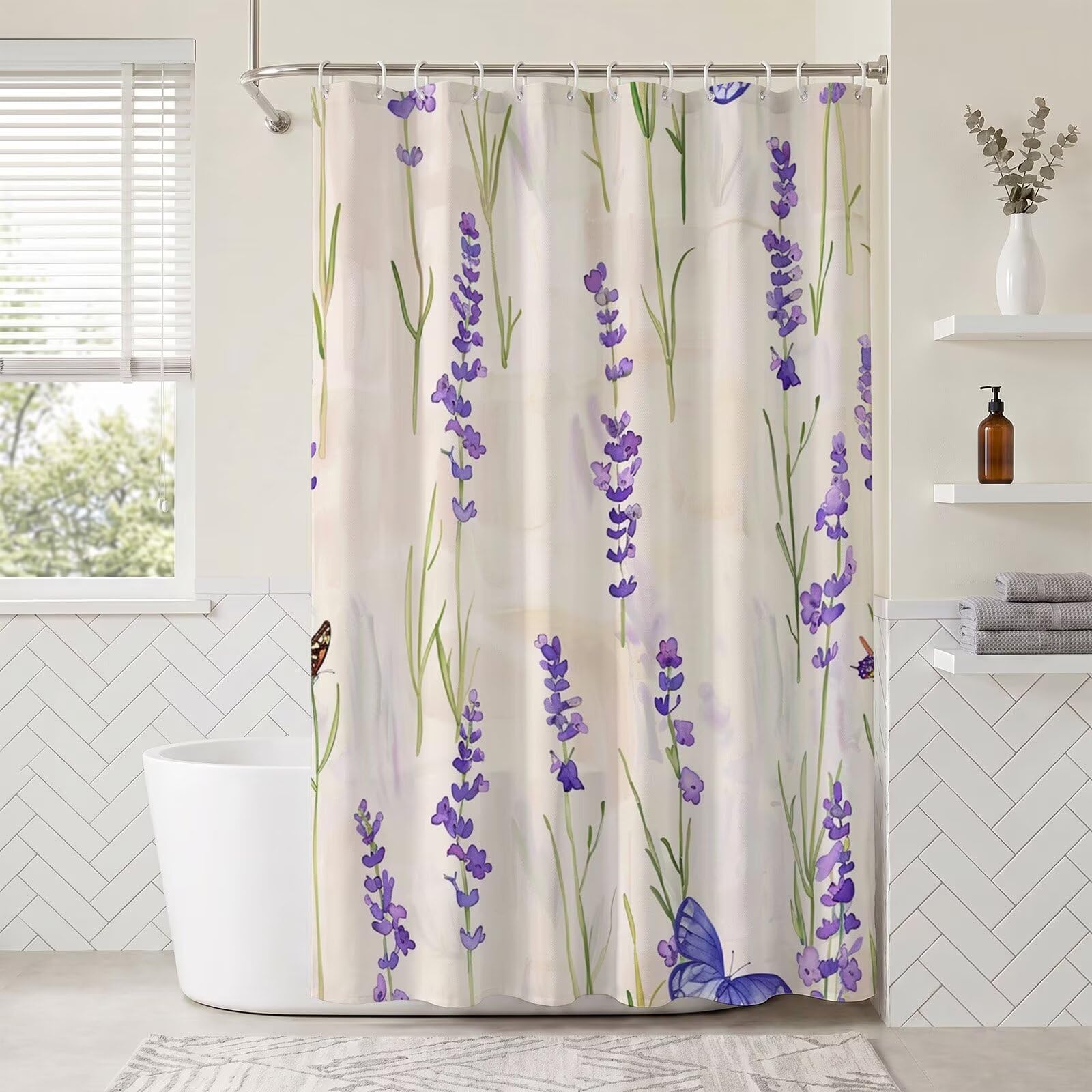 Rideau de douche violet 180x220 cm en polyester imperméable