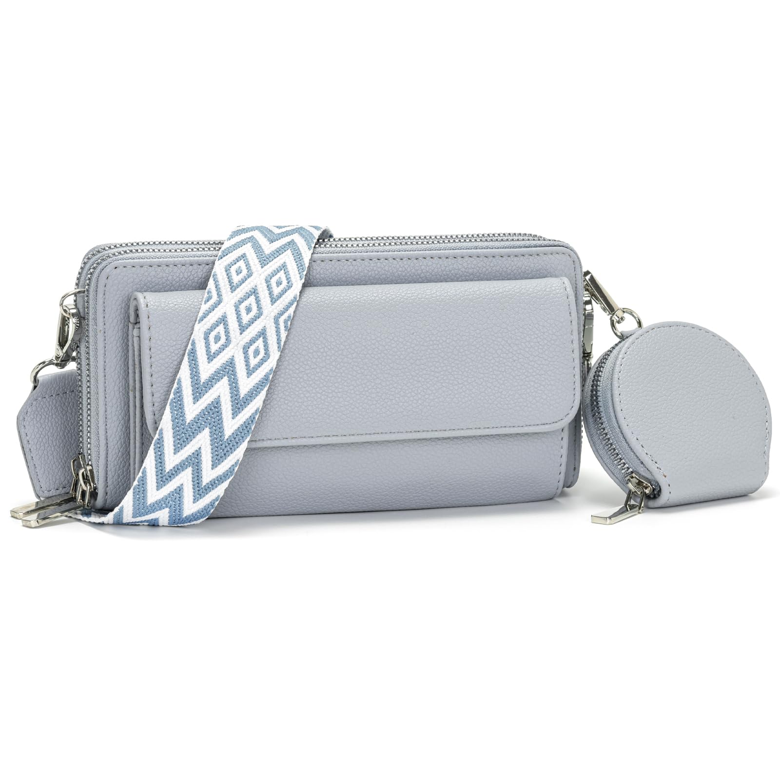 Snmoec bolso para movil mujer bandolera bolso mujer Con bolsillo para monedas y ranura para tarjetas azul claro