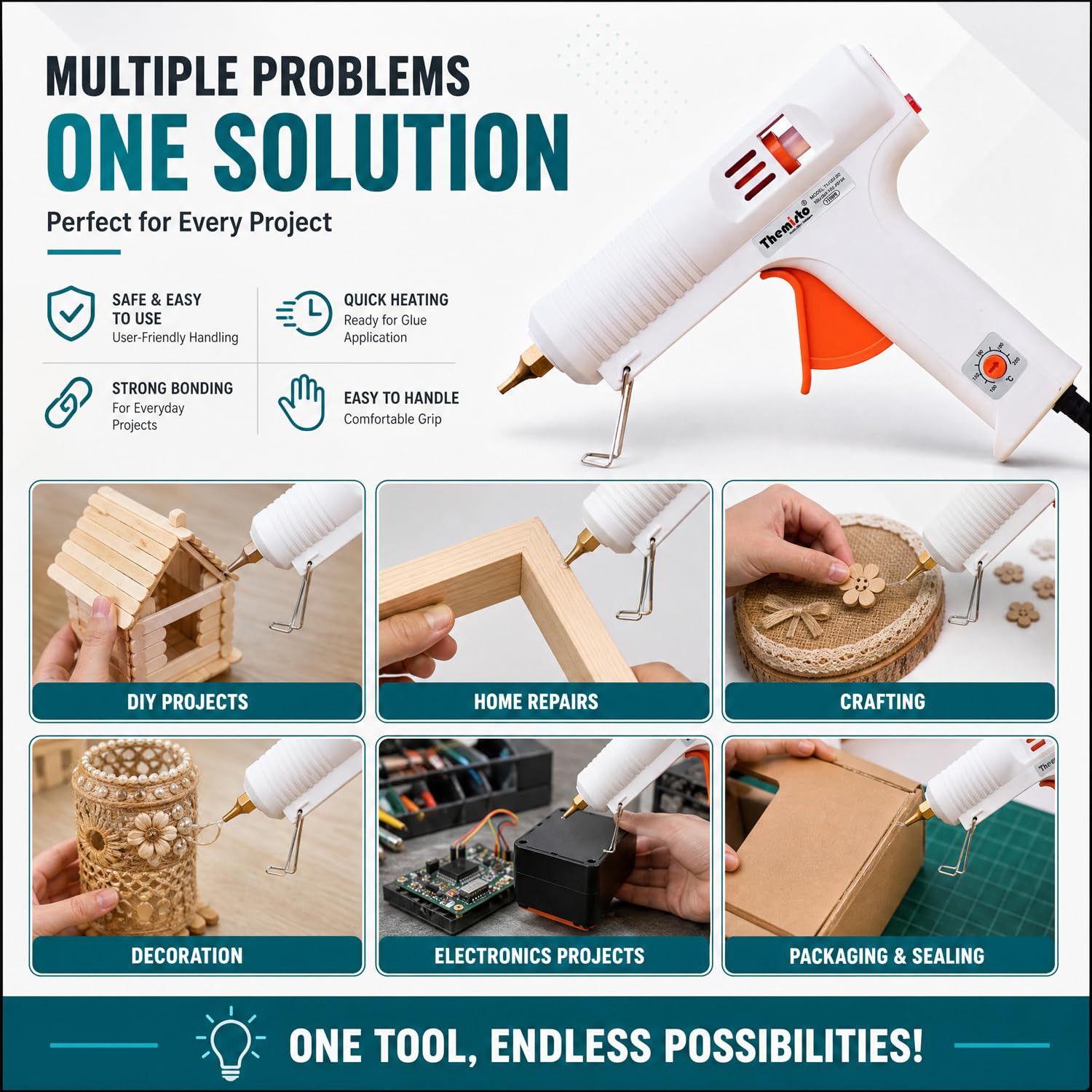 Themisto 150W Hot Glue Gun - 3 Free Sticks -5 Themisto 150W Hot Glue Gun - 3 Free Sticks -5