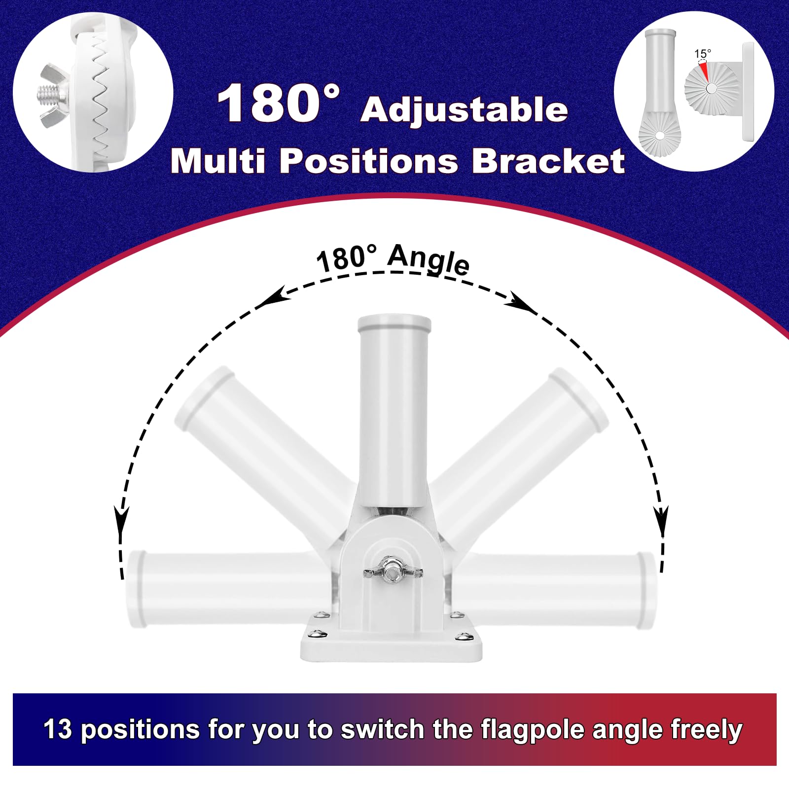 ZMTECH 2 Stück 152 cm weiße Fahnenmast-Set mit Solarlicht und stolzer amerikanischer Flagge, verstellbarer Halterung und verbessertem verwicklungsfreien Ring, 2,5 cm Edelstahl-Fahnenmast für Tag und