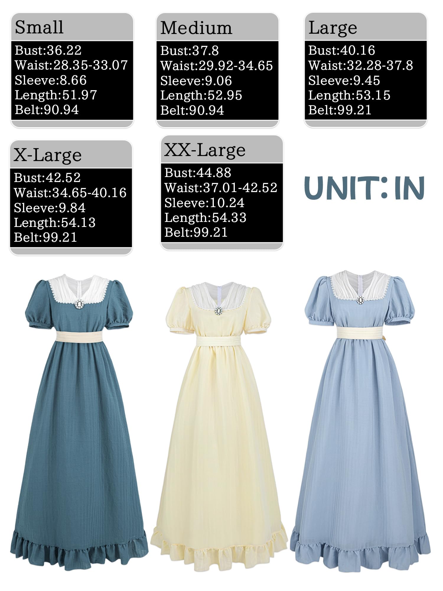 NSPSTT Regency Dress Regency - Abito da donna con maniche a sbuffo, vita imperiale, vittoriano, abito rinascimentale Abendkleid con guanti