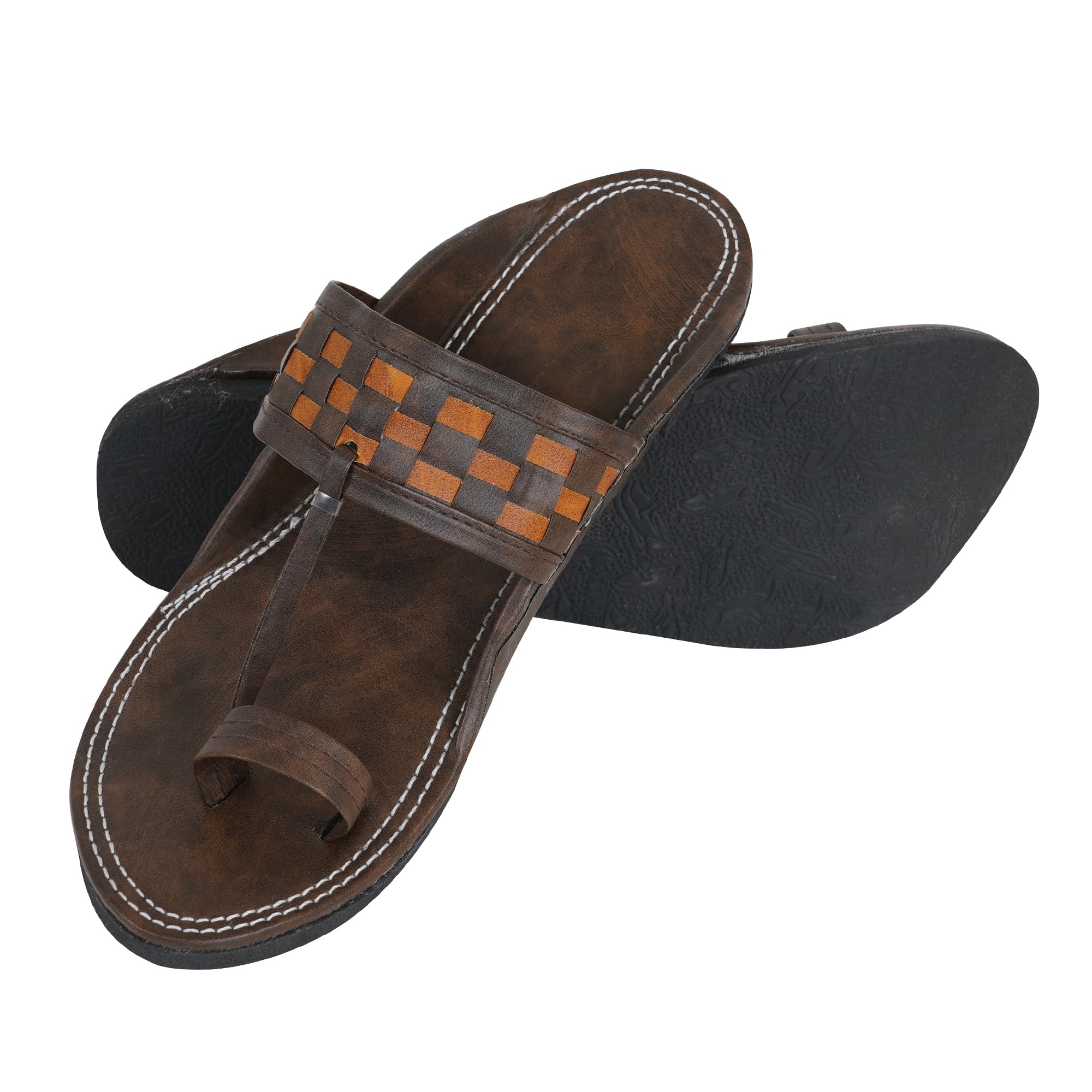 Ethnic DarkBrown Sandals For Boys & Men, Comfortable Men's Rajasthani Slippers-image-3