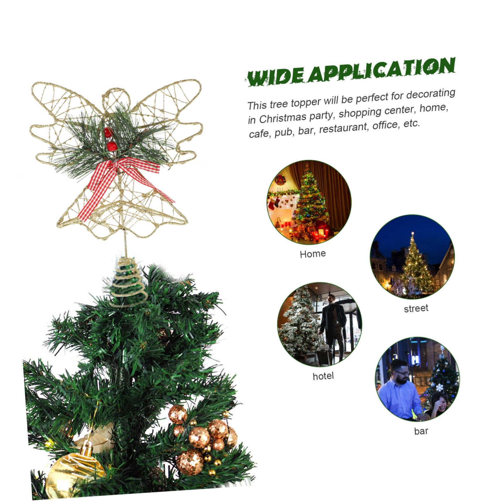 VOSAREA 3 Pièces Étoile d'arbre d'ange Décor Étoile Haut De Forme d'arbre De Coeur Topper d'arbre De Noël Ange Décor De La Nativité Étoile De Dessus De Sapin De Noël Décor LED Le Fer
