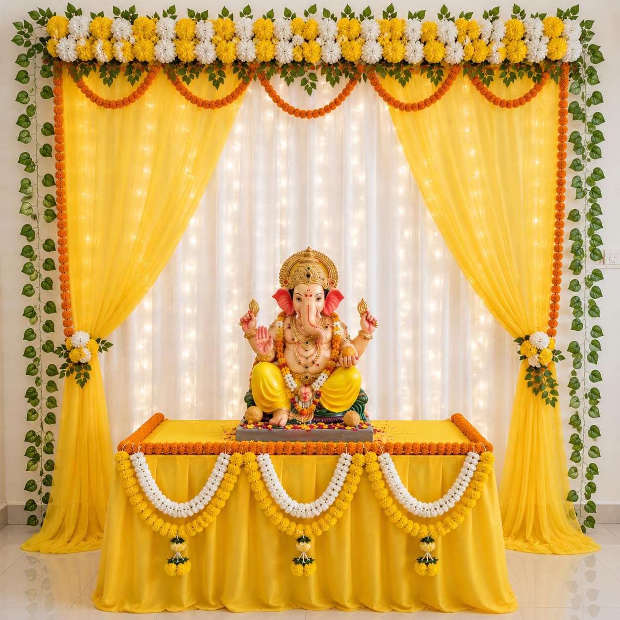 Party Propz Haldi Decoration Items for Home - 11 Pcs Backdrop for Decorations, Pooja Backdrop Decoration, Backdrop Cloth for Decorations, Puja Backdrops, Wedding Decor-image-30