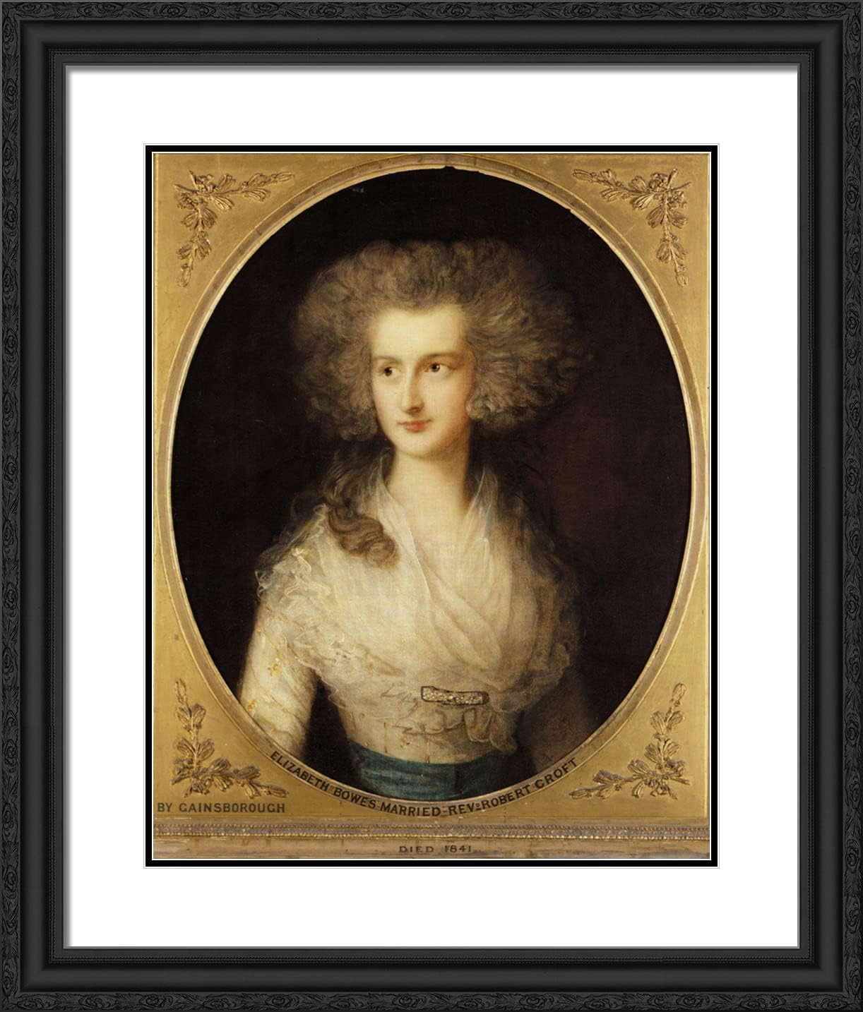 ArtDirect Gainsborough, Thomas 20x23 Gold Ornate Framed Art Print with Double Matting Titled: Portrait of Elizabeth Bowes