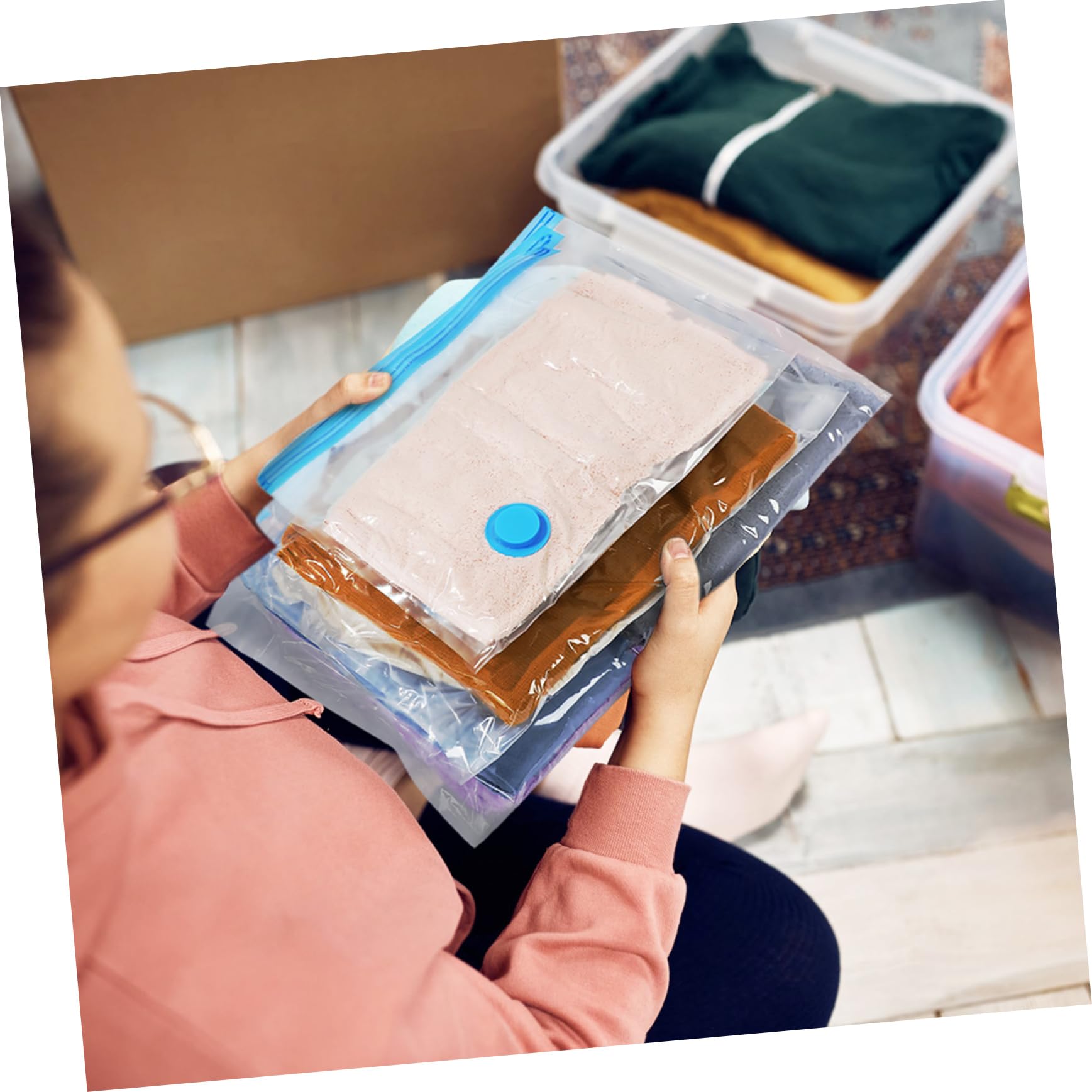 KOMBIUDA Sacchetti Sottovuoto 3 Pezzi Con Pompa Elettrica Per Viaggi E Conservazione Di Vestiti E Oggetti Riutilizzabili E Resistenti