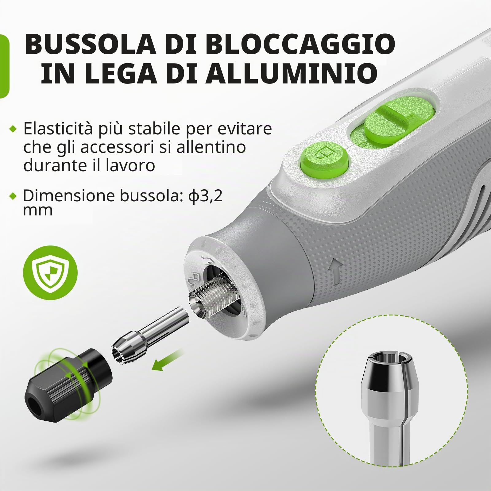 Huepar Tool Mini Trapano 4V MAX Utensile Multifunzione a batteria 51 Accessori Strumenti Rotativi 5 Marce 5000-25000 giri/min
