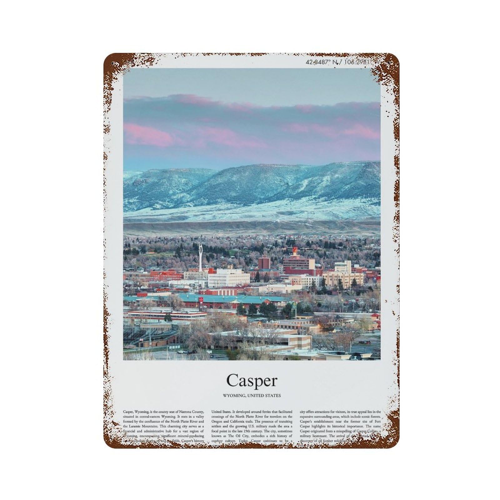 xiaoxiaoshen Casper Wyoming City Scenery Wall Decor Art Metal Tin Poster Modern Home Decor Art Home Bar Shop Decorations Vintage Sign 40x30cm
