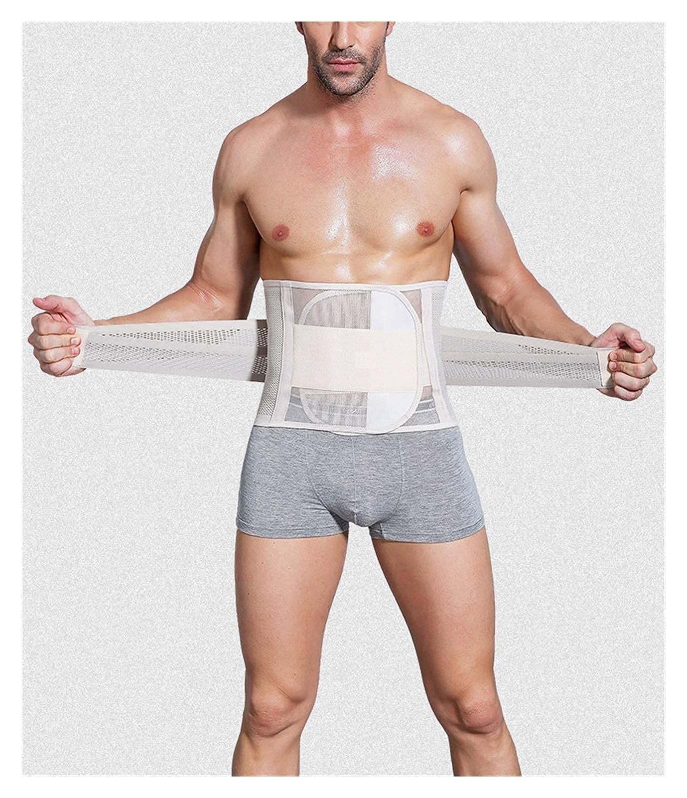 Corsé para hombres Cinturón para la espalda Bandas para el vientre Corsé de soporte para la cintura Corsé Lumbar ortopédico para la cintura Corsés Cinturón médico para la espalda (Caqui Oscuro L)