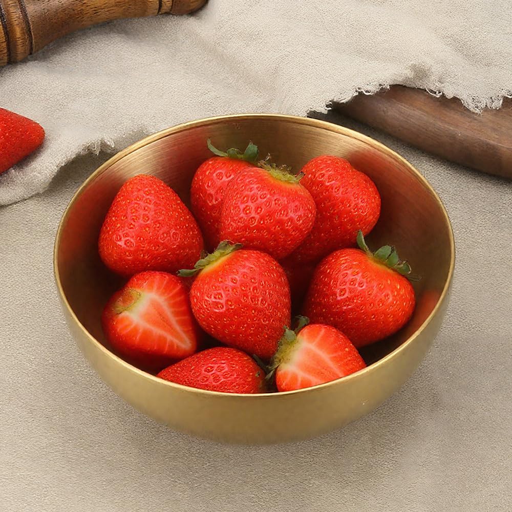 4 Pezzi Ciotole Oro 15 cm Ciotole Coreane Acciaio Inox Dorato Ciotola Insalata Oro Ciotola Cucina per Ramen Insalata Zuppa Frutta (15 x 7 cm)