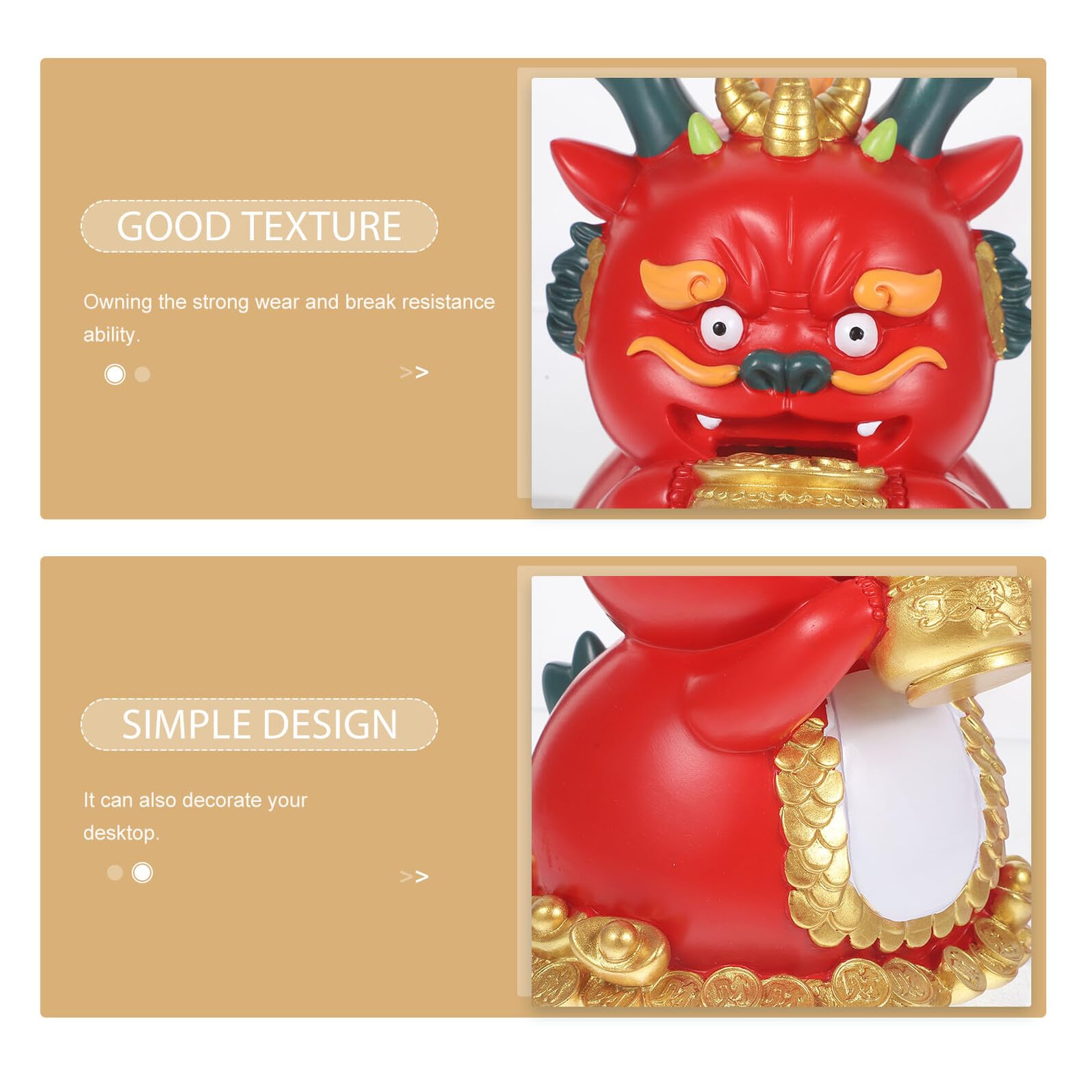 NOLITOY Drachen Sparschwein aus Kunstharz Chinesisches Tierkreiszeichen-spardose Münzbehälter Dekoratives Accessoire für Neujahrsgeschenke