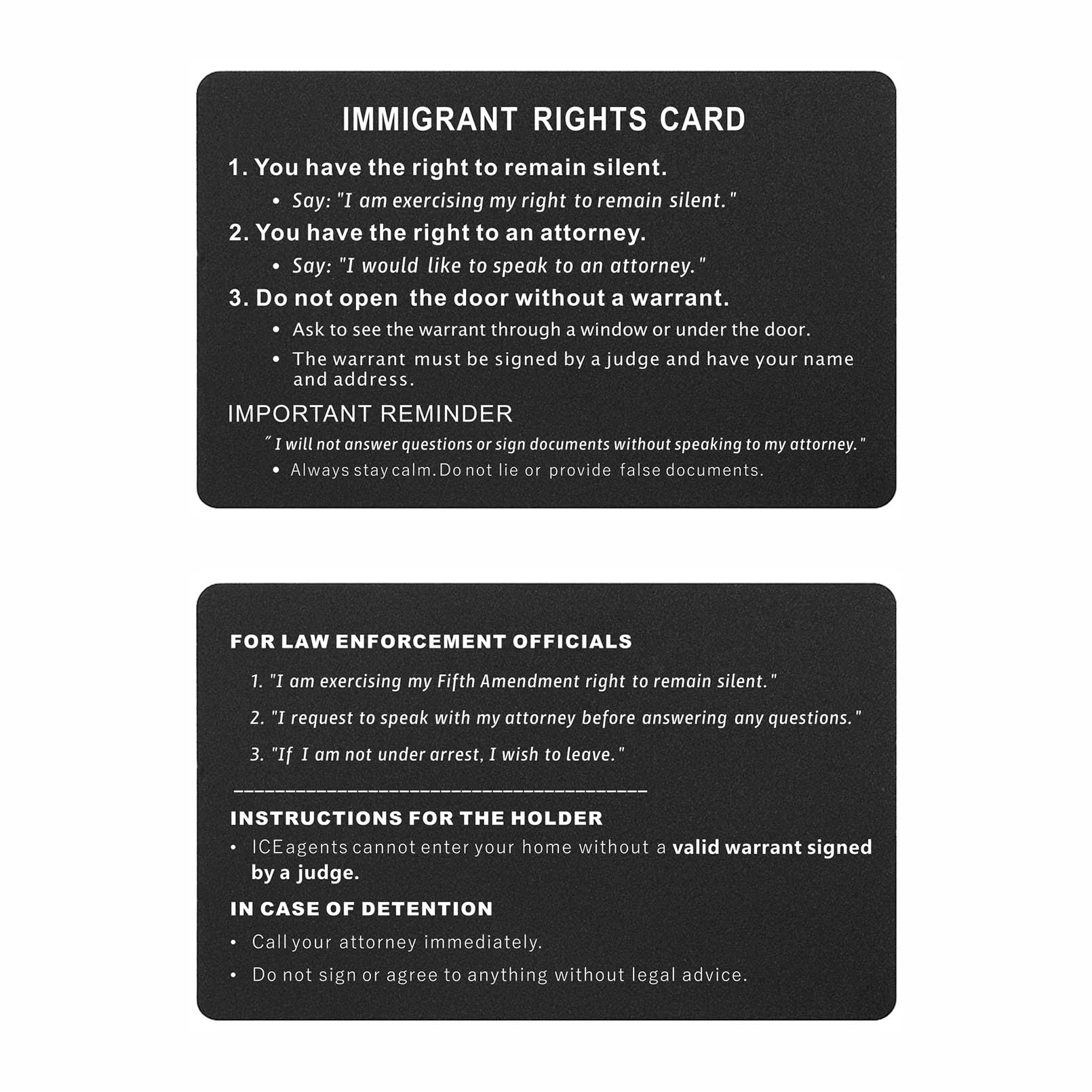 TGCNQ Immigrant Rights Card, Essential Legal Rights Guide for Immigrants, Know Your Rights, Pocket-Sized Legal Protection Card with Blue Envelope