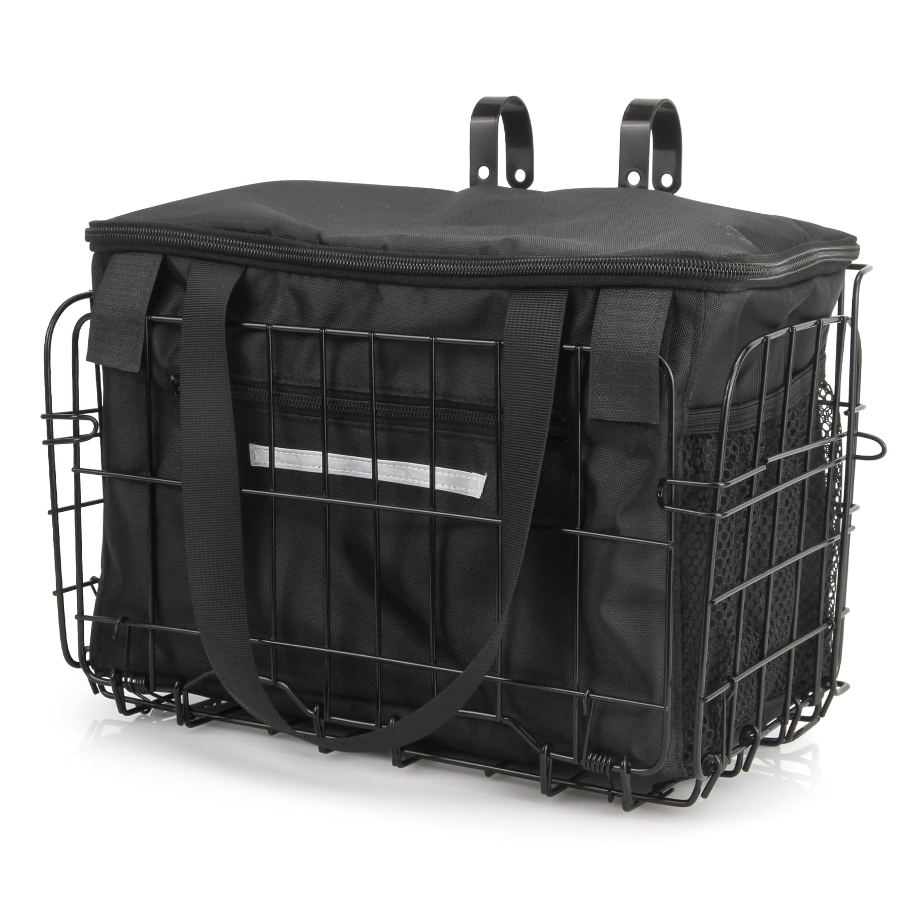 Spesh Foldable Bicycle Basket Steel Wire Bike Basket with Black Liner Bag Quick Release Design Bicycle Cargo for Carrying Grocery
