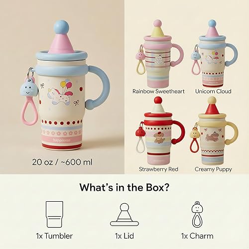 Miniatura 7 de Vaso aislado de 20 onzas con popote y tapa, taza de viaje para café a prueba de fugas con asa, diseño de doble bebida para bebidas calientes y