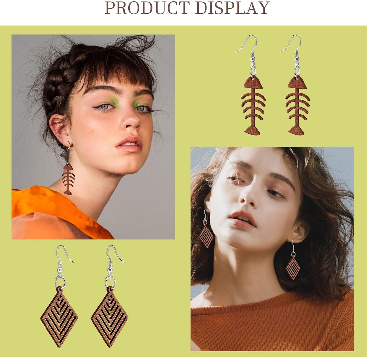 SUNNYCLUE 1 Box 74Pcs DIY 10 Pairs Wood Leaf Charms Bohemian Wooden Charm Earrings Making Starter Kit Double Sided Hollow Leaves Charms Summer Ocean Wave Boho Charm for Jewelry Making Kits Women Craft