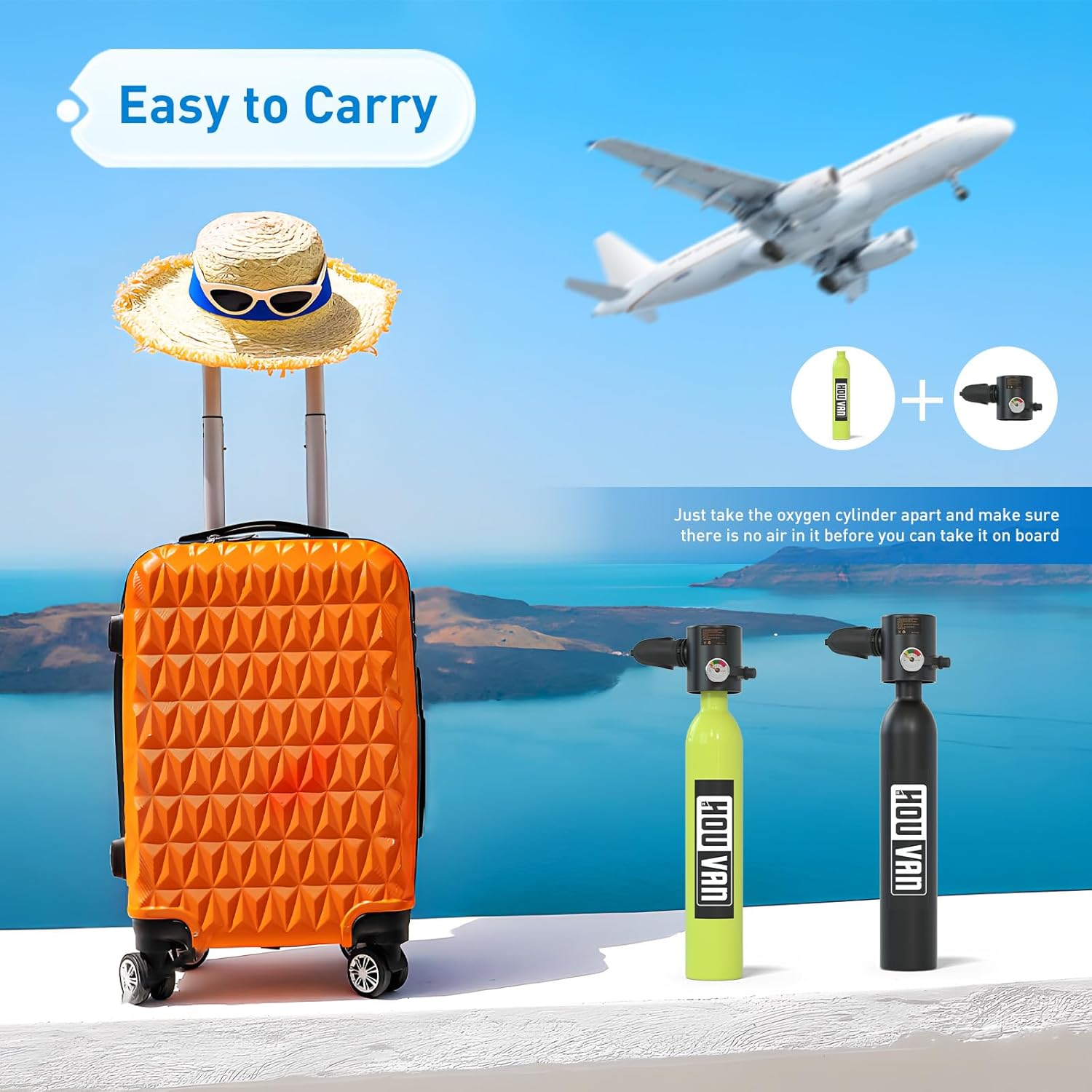 Mini Scuba Tank 0.5L Diving Tank with DOT Certification Recyclable Lung Tank Backup Diving Air Tank Suit Pony Bottle for Underwater Exploration Rescue/Entertainment