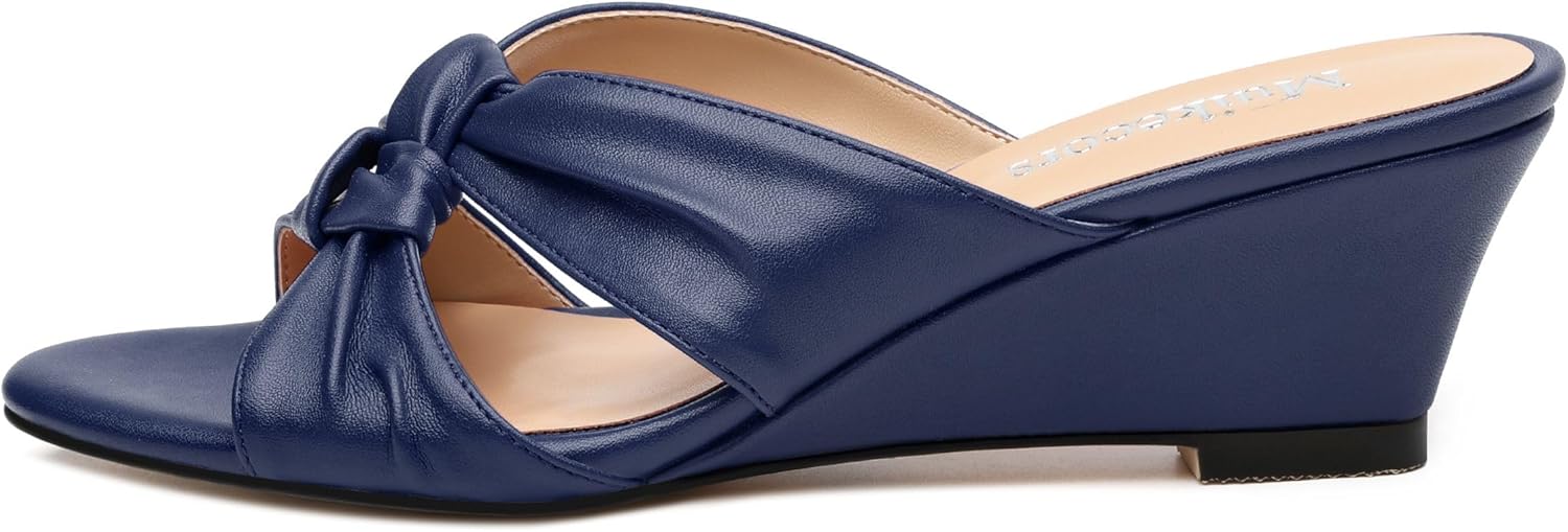 Wedges sandals for women Open Toe Wedge Heels Womens wedge Sandals Round Toe Matte Heeled Sandals Slip on Casual shoes 2 inch - Image 4