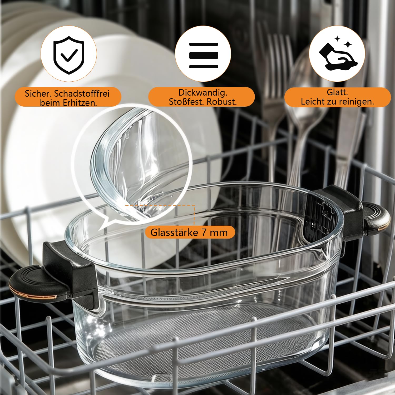 Heißluftfritteuse 4L Airfryer,1350W 9 in 1 Multifunktionalität Touchscreen Air Fryer mit Glaskorb&Sichtfenster&8 Smart Programme&24h Timer,Frittieren,Braten,Backen für Familie,Spülmaschinenfest BPA