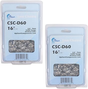 UpStart Components 2-Pack 16-Inch Chainsaw Chain Replacement for Jonsered 621 - 16", 3/8".050", 60 Drive Links