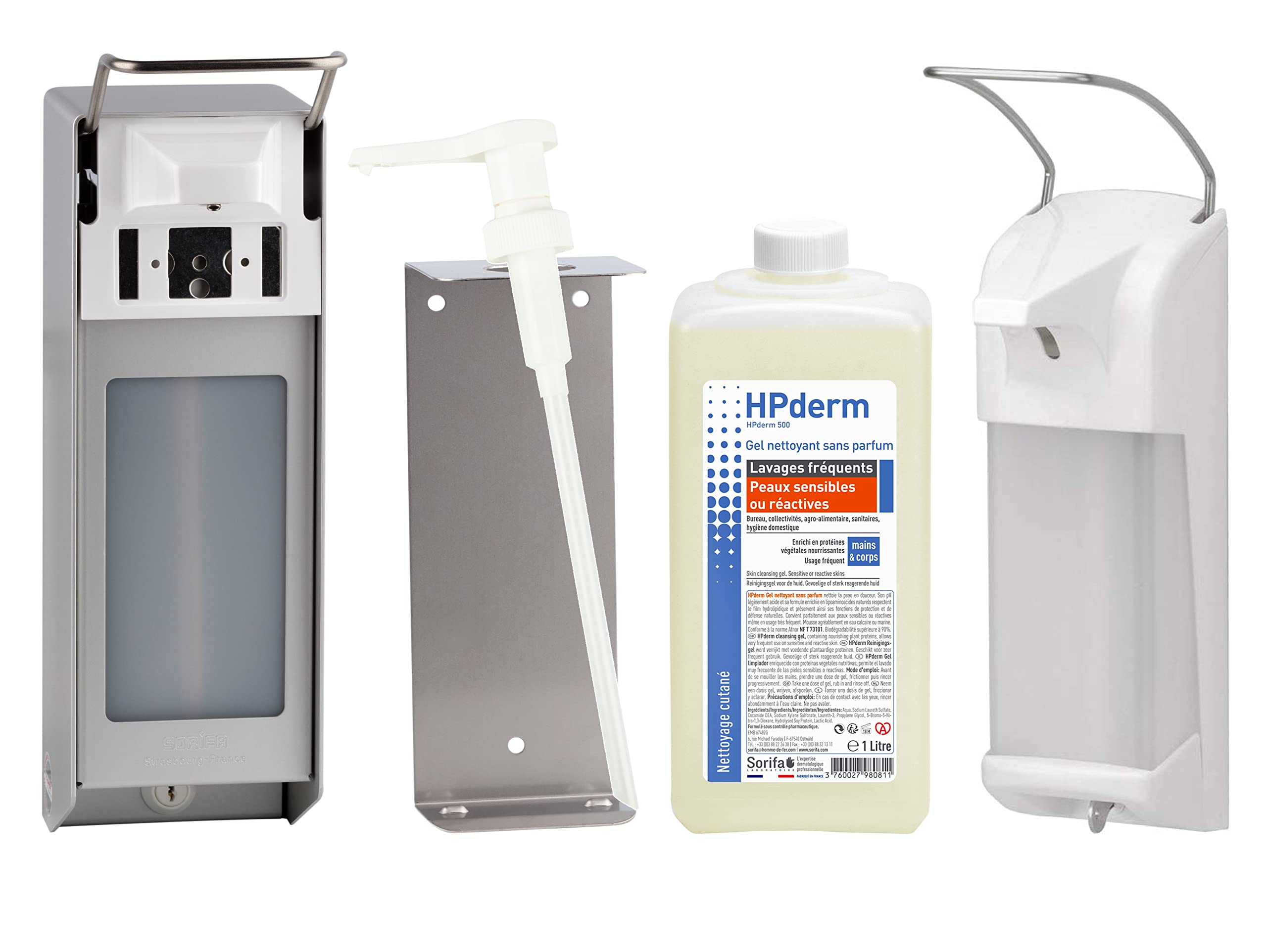 4er Pack - HPderm Reinigungsgel ohne Parfüm - häufiges Waschen - empfindliche oder reaktive Haut - Hände und Körper - mit schützenden Sojaproteine - pH-neutral, ohne Seife - Beutel 800 ml