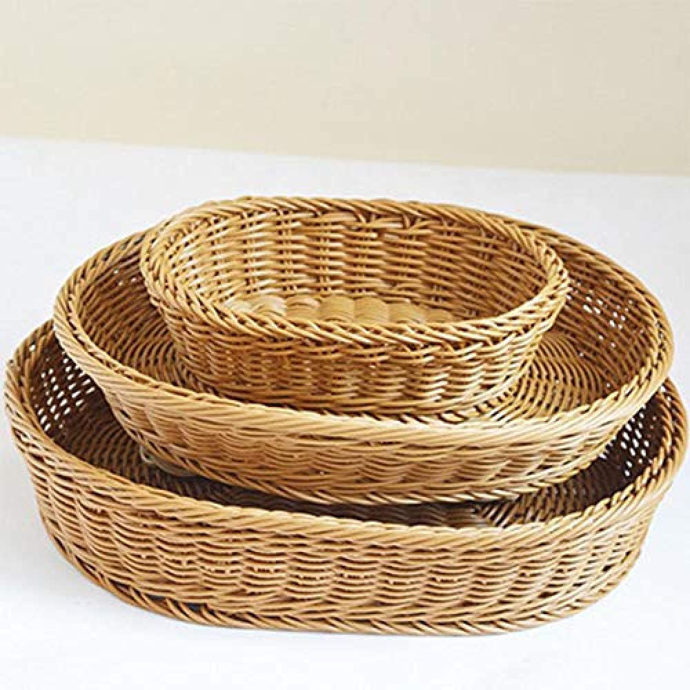 1 cesta de mimbre para pan de frutas, forma ovalada, cesta de almacenamiento tejida, cesta de almacenamiento ovalada para frutas, verduras, pan, galletas, caramelos