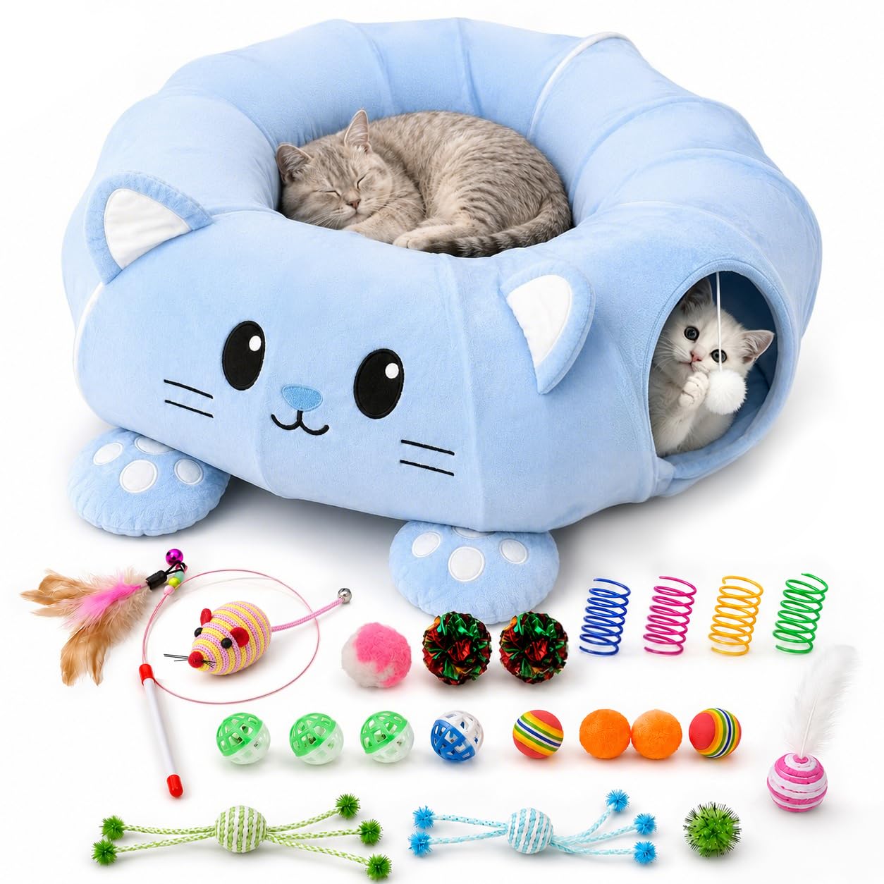 Cat Tunnel Bed with 21 Interactive Toys