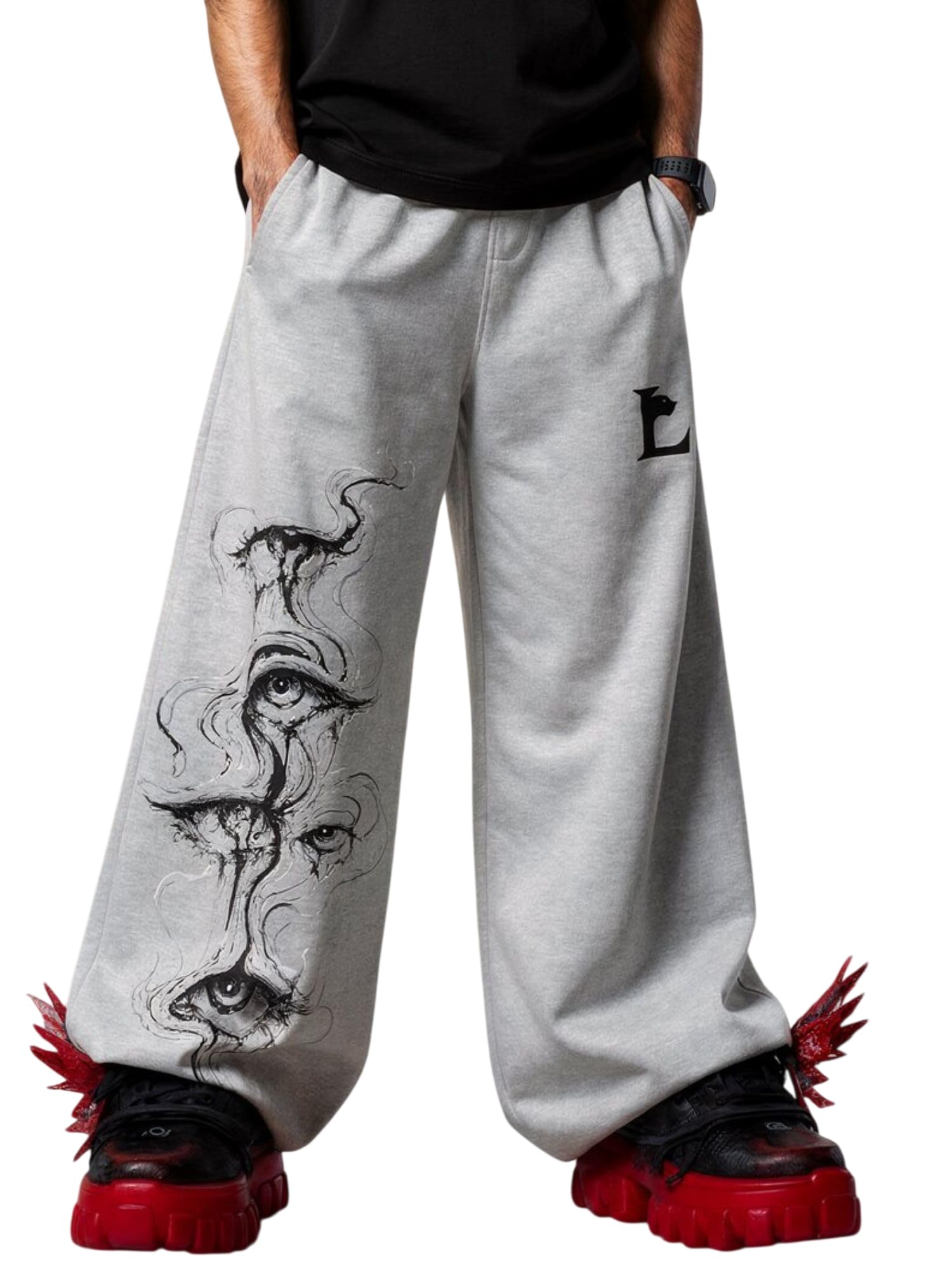 Cotton Oversized Baggy Lower for Men | Relaxed Fit Wide Leg Lounge Joggers | Elastic Waist with Drawstring Track Pants | Casual Streetwear Sweatpants with Pockets-picture-37
