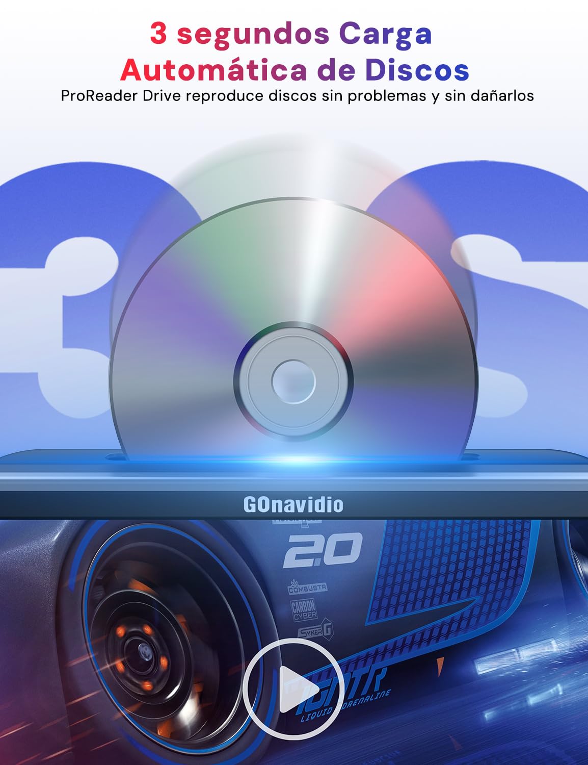 10,5" GOnavidio Reproductor de DVD para Coche con Soporte de Reposacabezas, Soporta HDMI/USB/SD/MKV/AVI, Diseño de Unidad Óptica de Succión Superior (Sin batería)