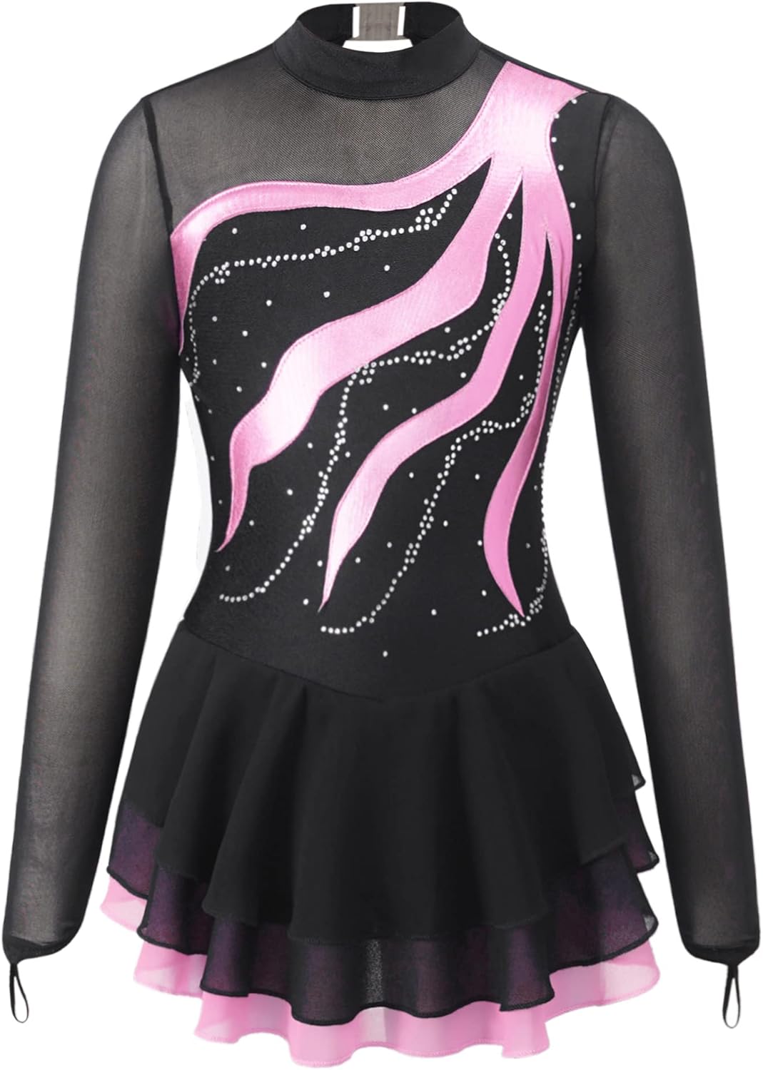 Alvivi Robe De Patinage Artistique Enfant Fille Strass Brillant Justaucorps De Gymnastique Danse Ballet Licou Robe Costume Performance 8-16 Ans Bleu A 5-6 Ans