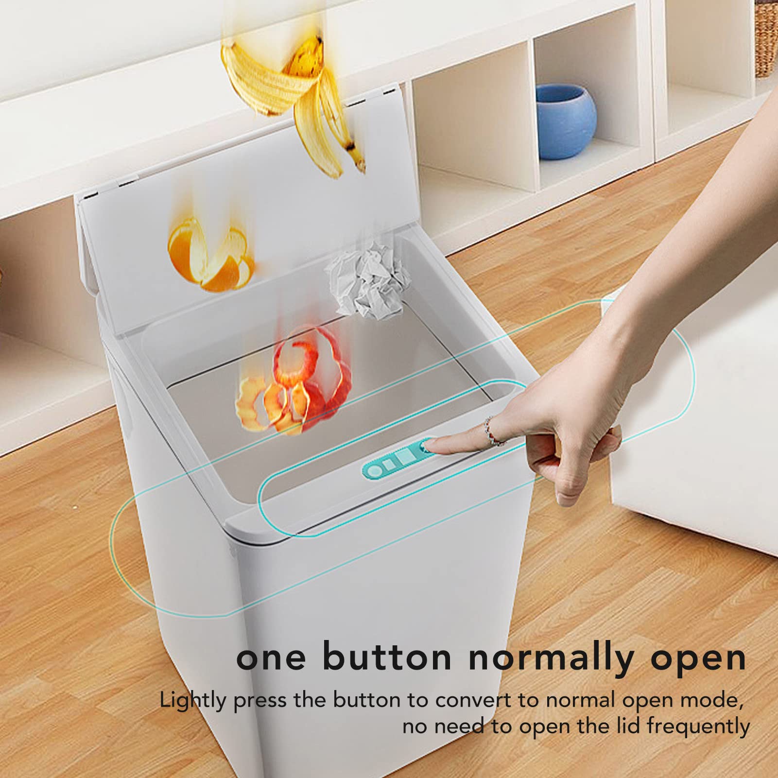 Focket Mini Cubo de Basura con Tapa, 9L USB Sensor Inteligente de Carga Cubo de Basura Automático, Cubo de Basura sin Tacto para Oficina, Dormitorio, Café, Baño, Salón, Coche (Blanco)