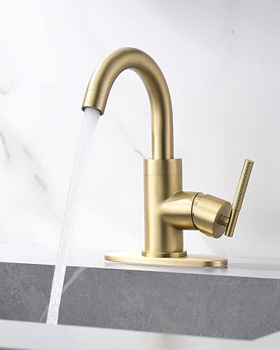 Miniatura 2 de Grifo giratorio para fregadero de baño de latón de una sola manija, grifo giratorio de fregadero de barra de diseño moleteado giratorio, soporte de