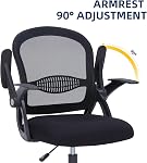 Mid Back Small Office Chair with Flip-up Armrests for Home Office,Black