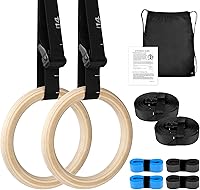 ZILLEEN Wooden Gymnastics Rings 1.25" Olympic Style with Adjustable Straps - 1500lbs Capacity for Pull-Ups, Dips & Home Gym Workouts