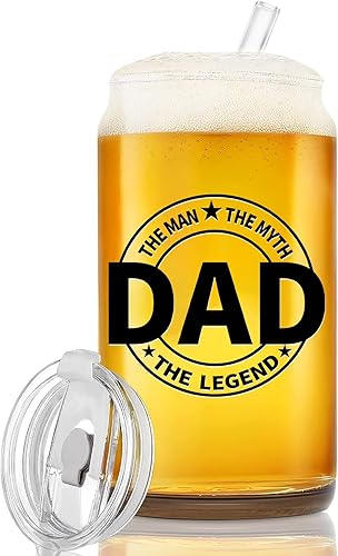 Vasos de vidrio con forma de lata de jugo para mamá, vaso de cerveza de 16 onzas con tapas y pajita, vasos de café helado, vasos de cóctel, vasos