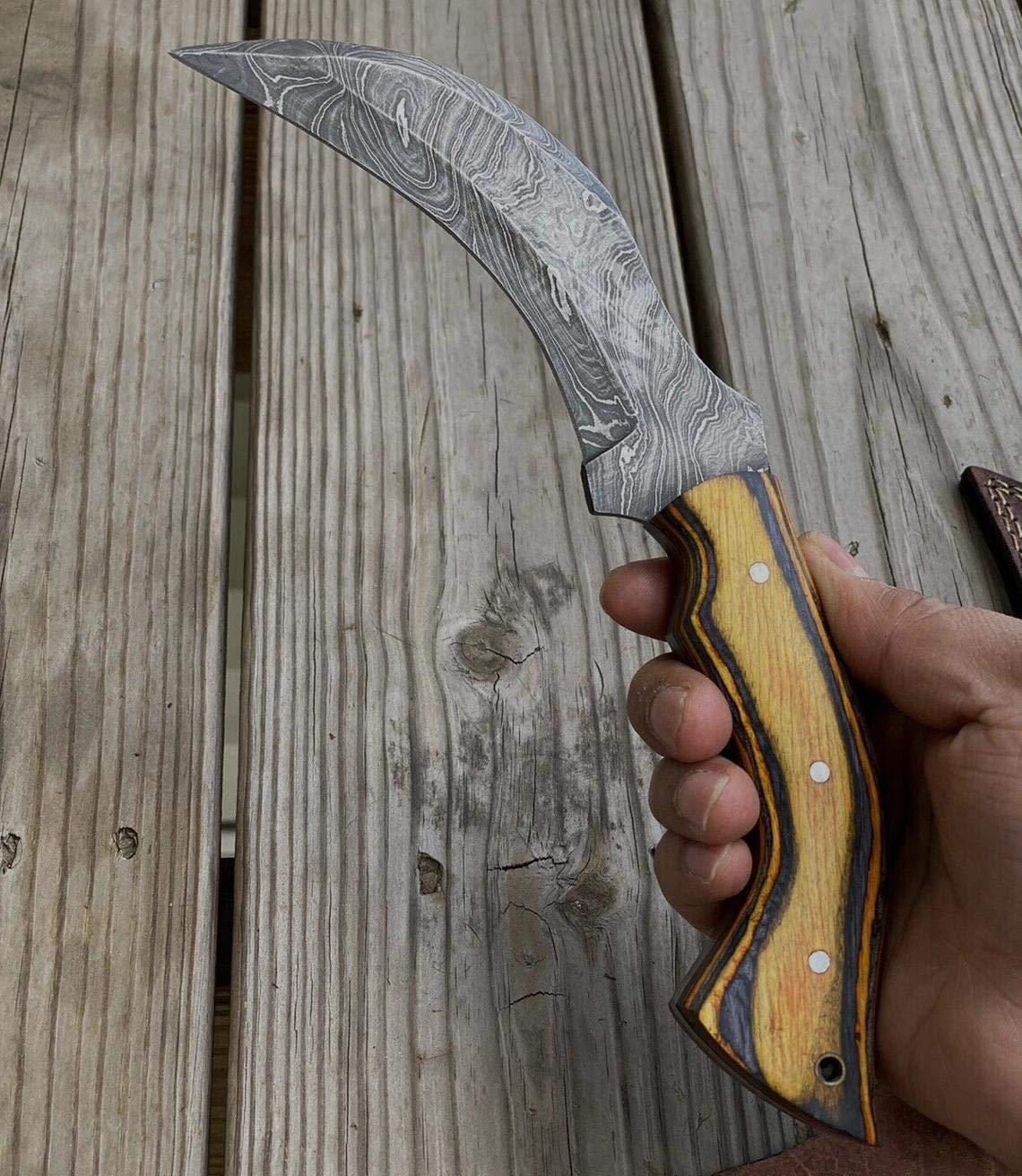 Amazon.com: KE-0700-HK Custom Handmade Damascus Steel Hunting Karambit  Knife 11