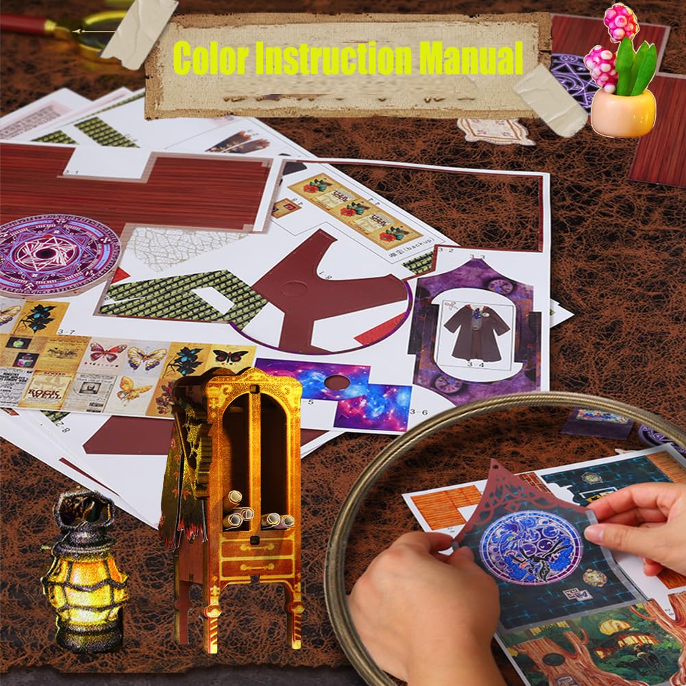 Kit fai da te per la casa delle bambole in legno, accessori creativi per la casa delle bambole, kit per la costruzione di piccole case con luci a LED e mobili (con copertura antipolvere)
