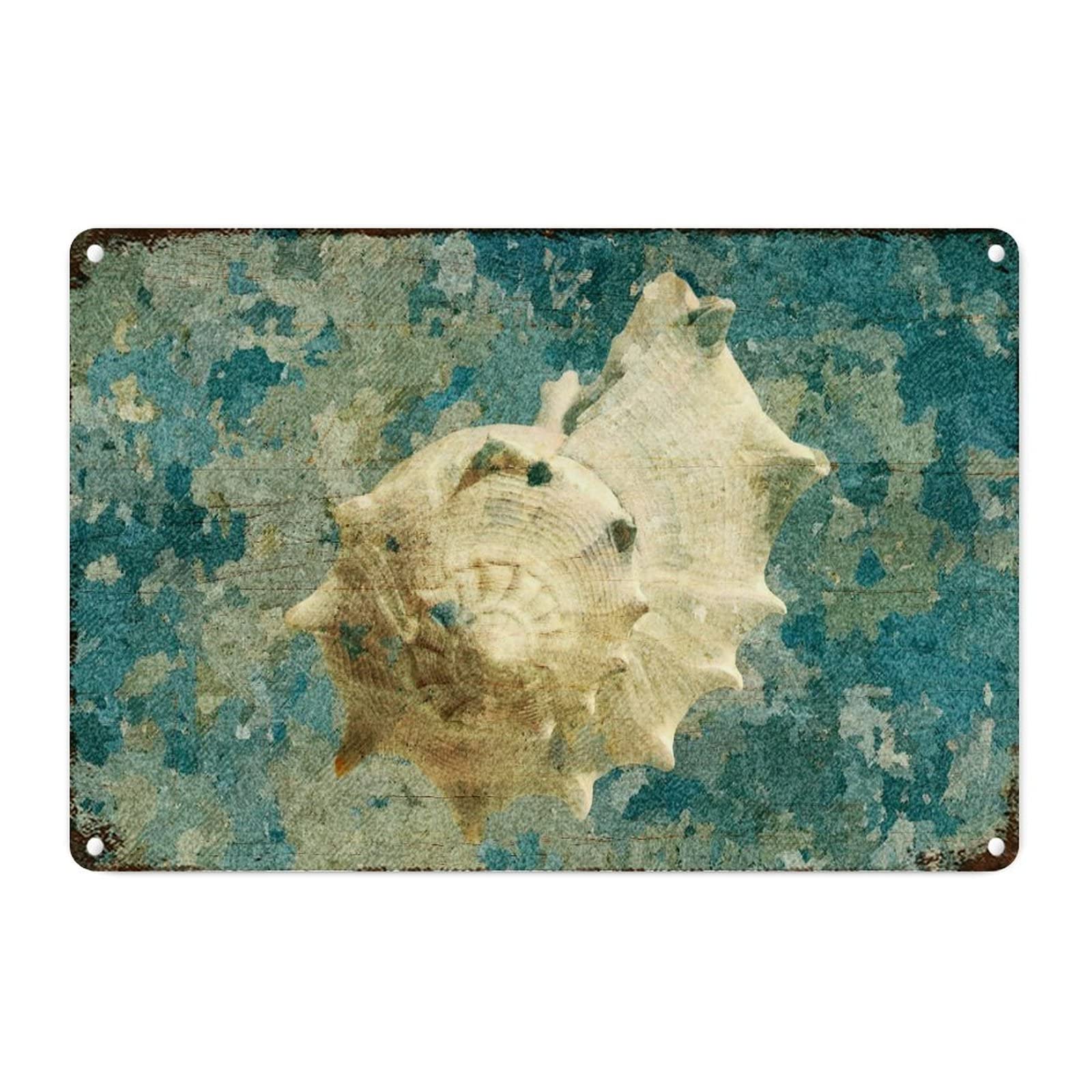 Panneau mural tortue de mer en métal alu 30x45 cm pour déco vintage
