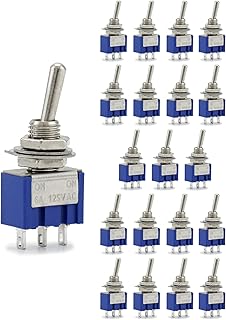 QWORK 20Stk Mini Kippschalter SPST AC 125V 6A ON-ON 3 Pins 2 Position für Auto Arduino LKW Boot (MTS102)