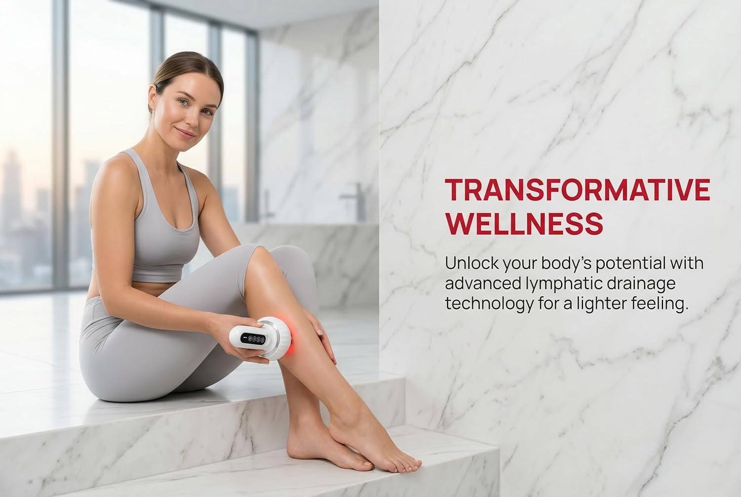 Lymphatic Drainage Massager & Anti Cellulite Massage Tool, Body Sculpting Machine with Microcurrent, Light, Heat & Vibration, Reduce Stretch Marks & Cellulite for Legs, Arms, Belly, Thighs, Back