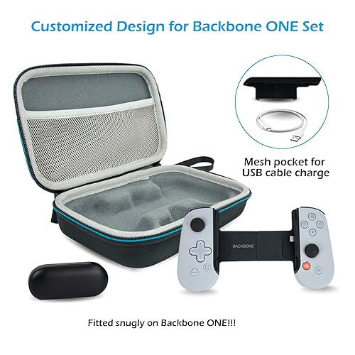 Miniatura 2 de XINGFUDAO Funda rígida compatible con Backbone One Mobile Gaming Controller para iPhone, Backbone One con bolsillo de malla para cable USB, bolsa
